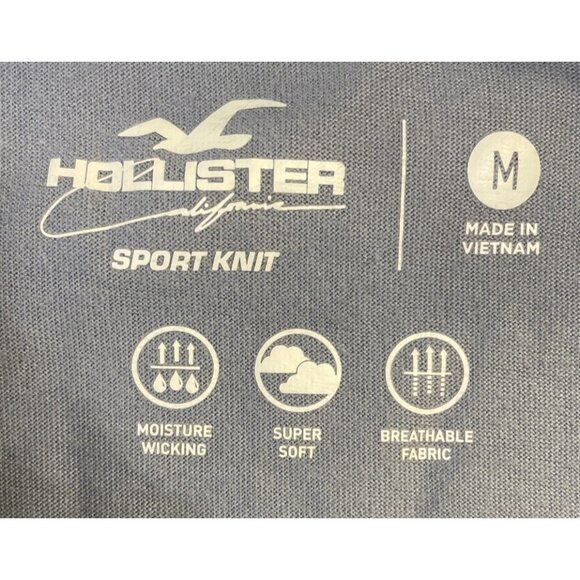 Blue Medium Hollister California Logo Short Sleeve Moisture Wicking T-Shirt - Picture 3 of 6